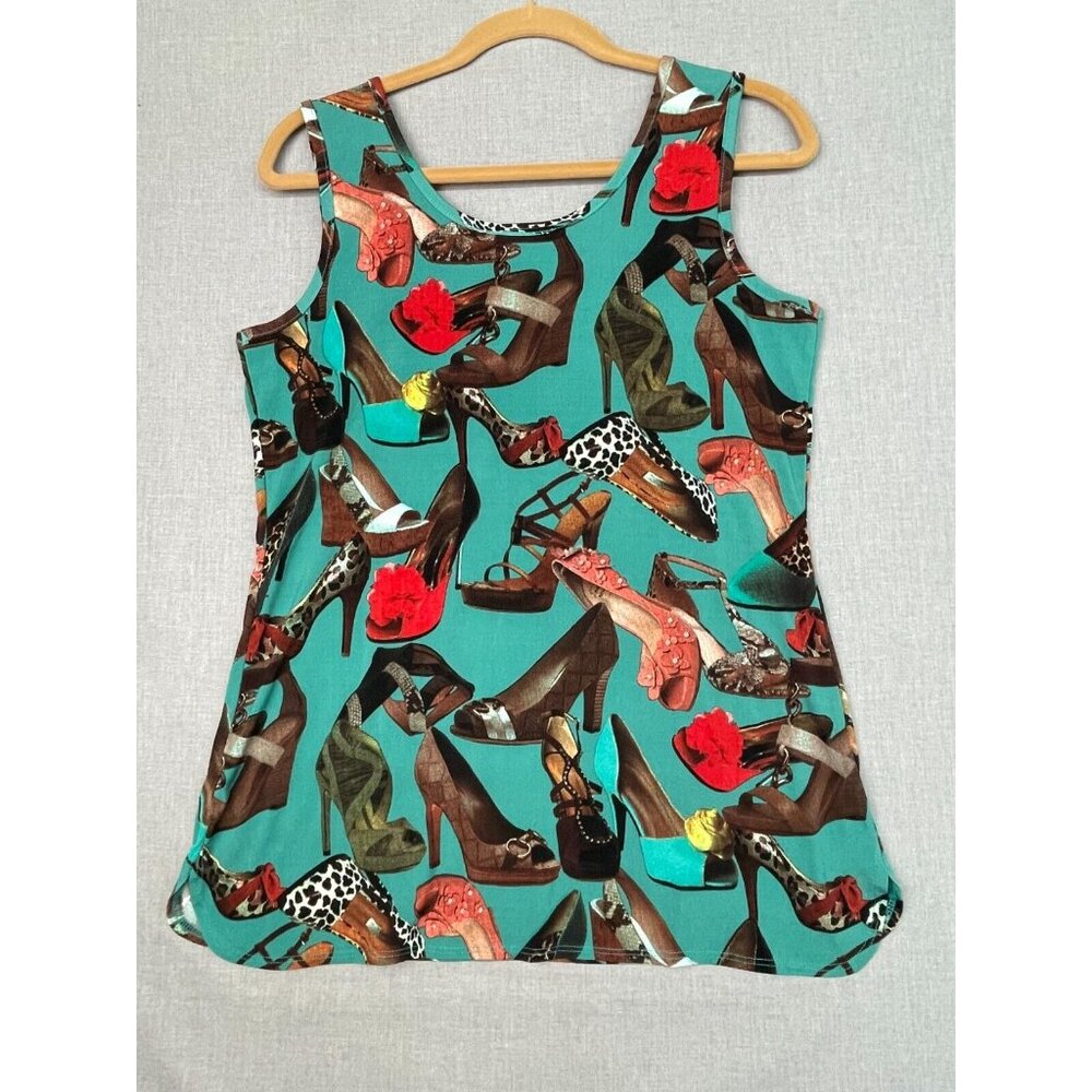 Attitudes by Renee Women's Multicolored Stiletto Print Scoop Neck Blouse S USED - Picture 5 of 5